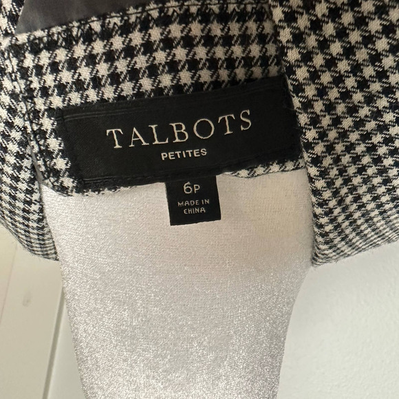 Talbots Gray White Black Houndstooth Blazer Wool Blend sz 6P - Picture 8 of 8